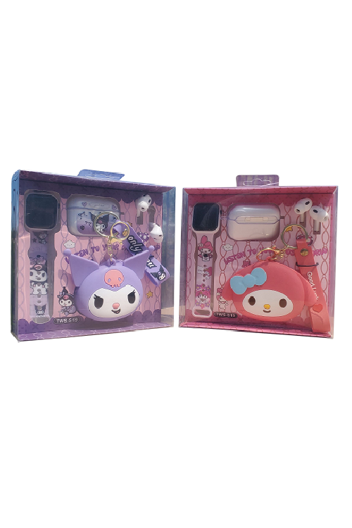 Hello Kitty Smart Watch, Airpods, and Keychain